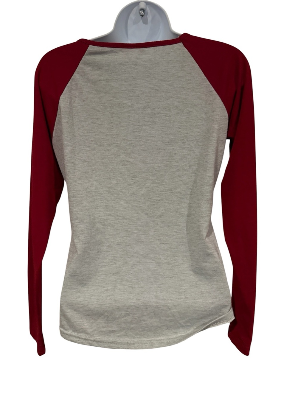 Source Unknown Red and Cream Raglan Christmas Graphic Top - Picture 2 of 3